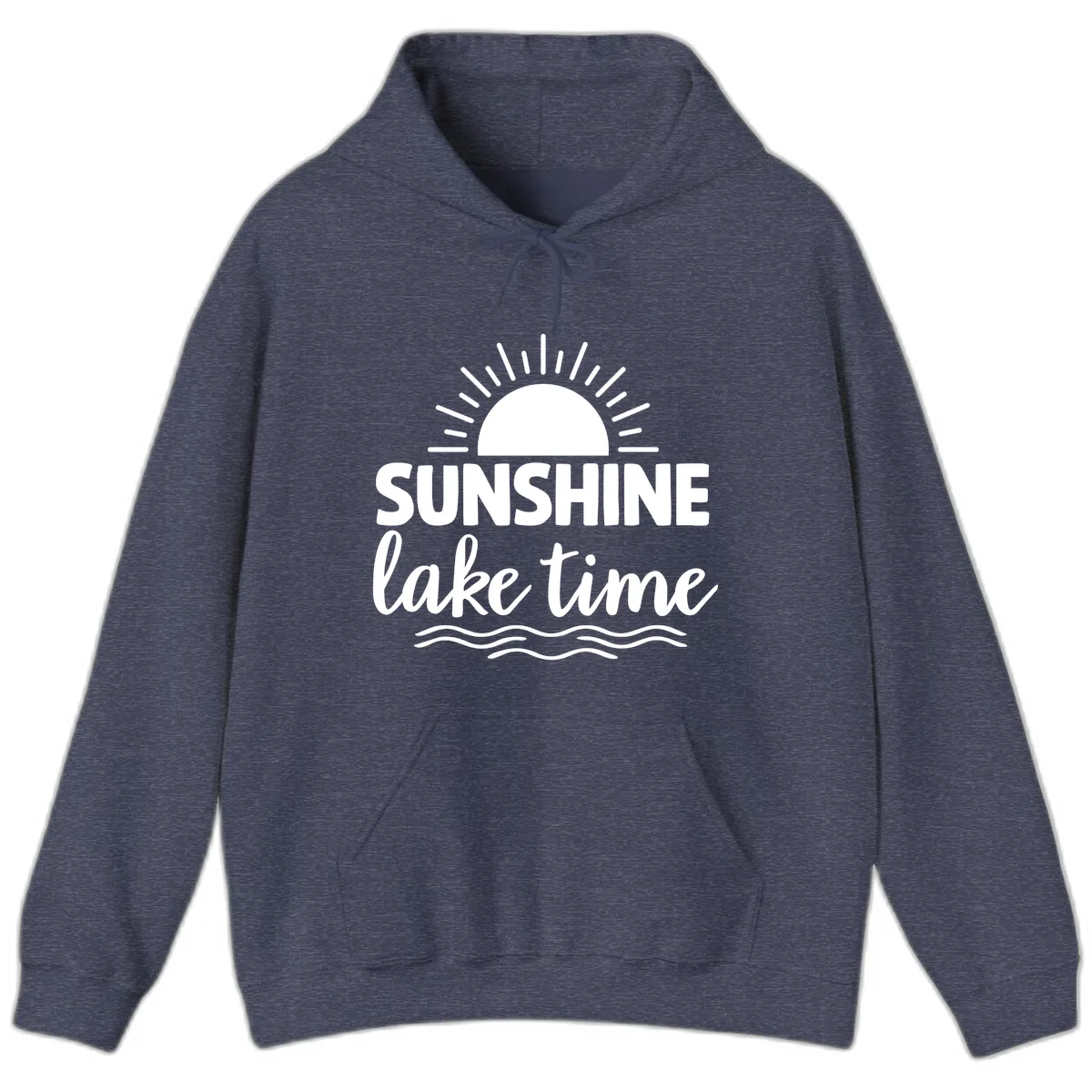 Sunshine Lake Time Design Hoodie in Heather Sport Dark Navy