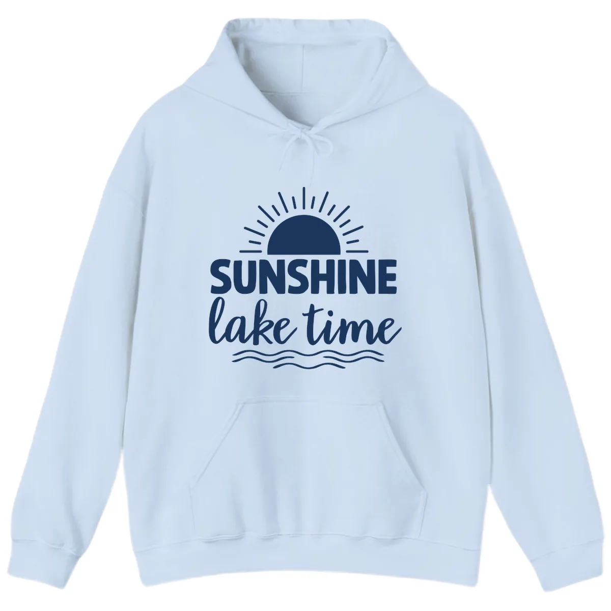 Sunshine Lake Time Design Hoodie in Light Blue