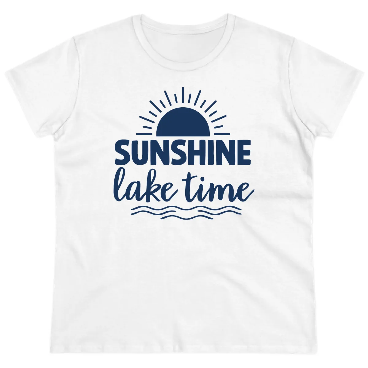 Sunshine Lake Time Design Ladies Tee in White