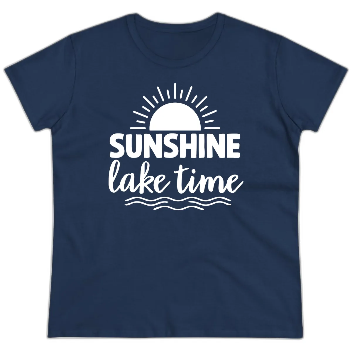 Sunshine Lake Time Design Ladies Tee in Navy
