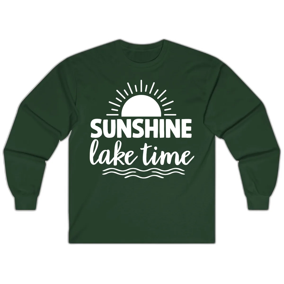 Sunshine Lake Time Design Long Sleeve in Forest Green