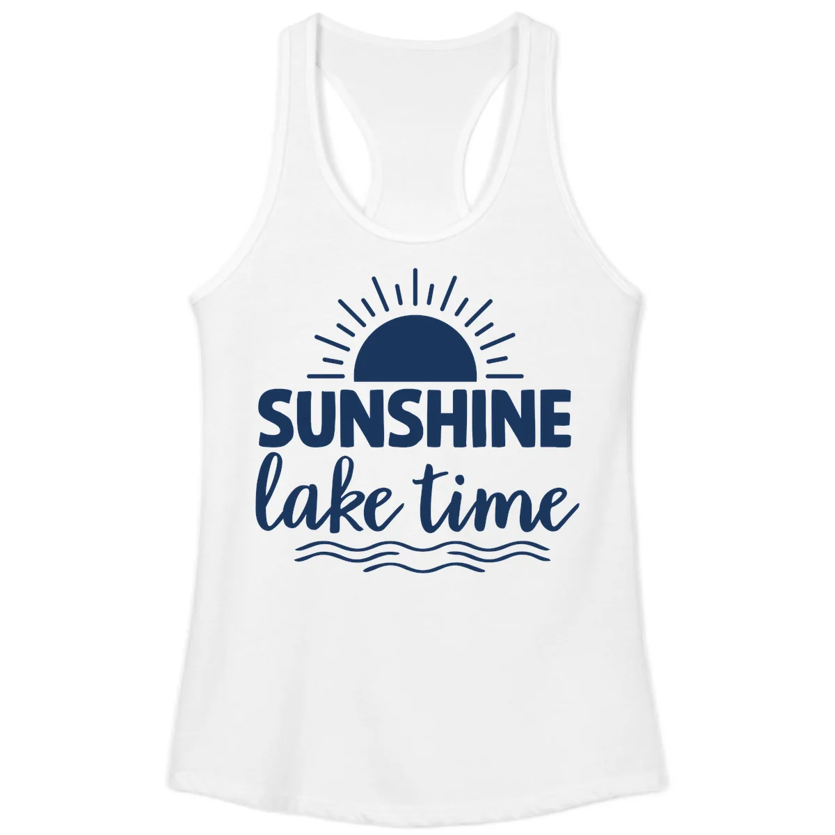 Sunshine Lake Time Design Ladies Tank in White