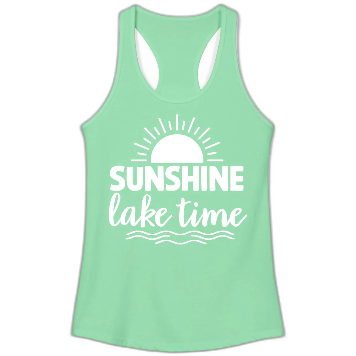 Sunshine Lake Time Design Ladies Tank in Solid Mint