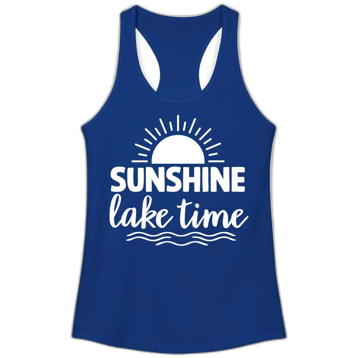 Sunshine Lake Time Design Ladies Tank in Solid Royal