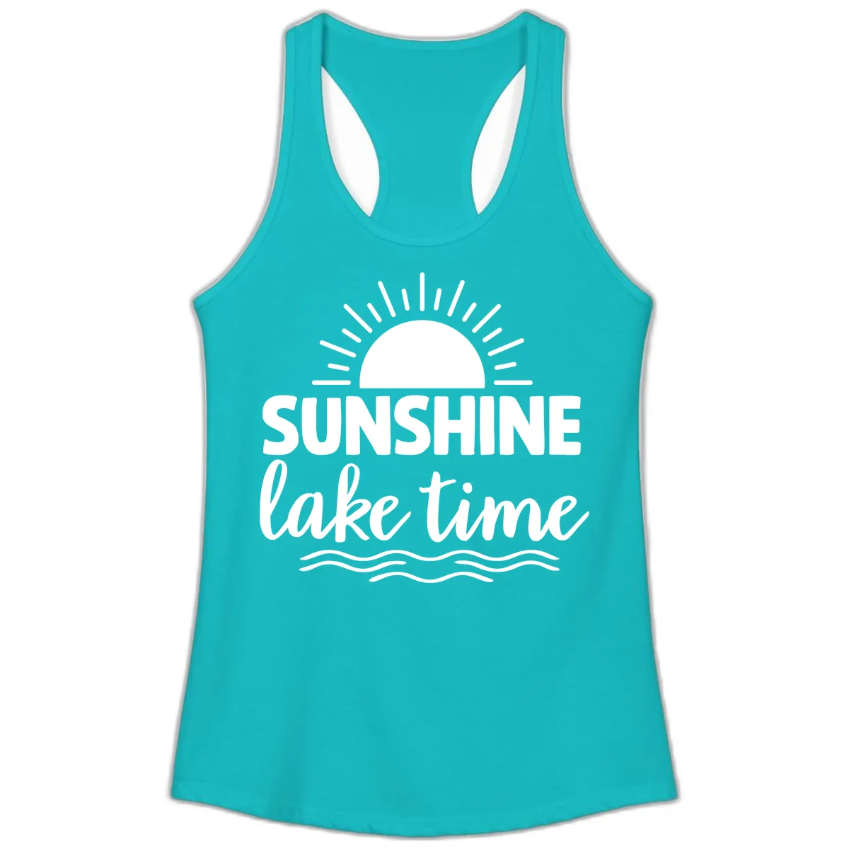 Sunshine Lake Time Design Ladies Tank in Tahiti Blue