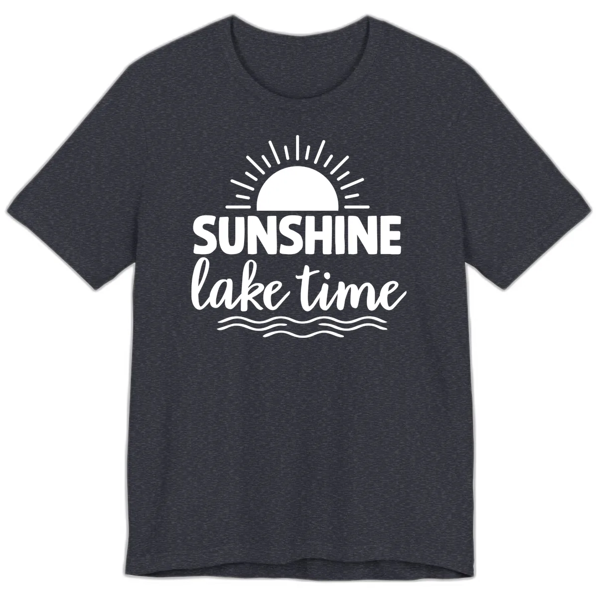 Sunshine Lake Time Design Premium T-Shirt in Heather Navy