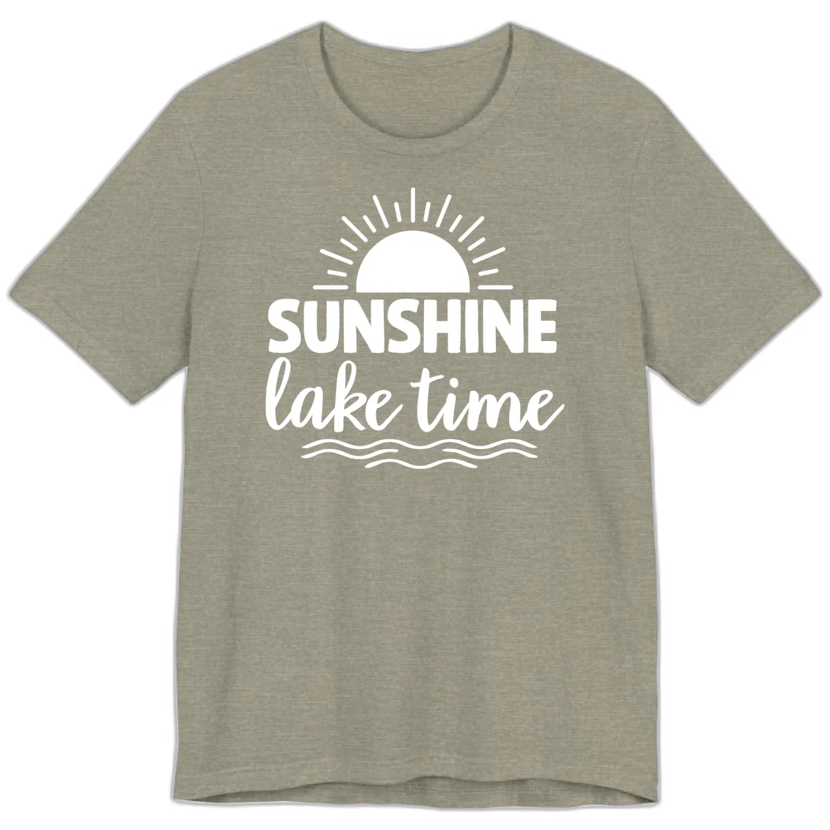 Sunshine Lake Time Design Premium T-Shirt in Heather Stone