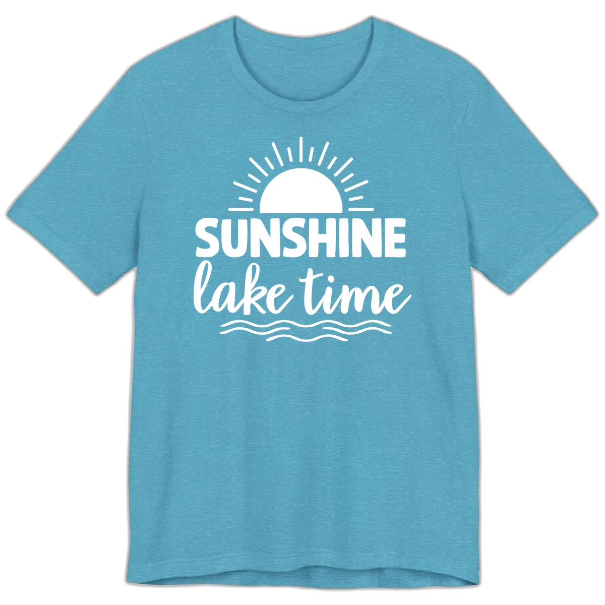 Sunshine Lake Time Design Premium T-Shirt in Heather Aqua