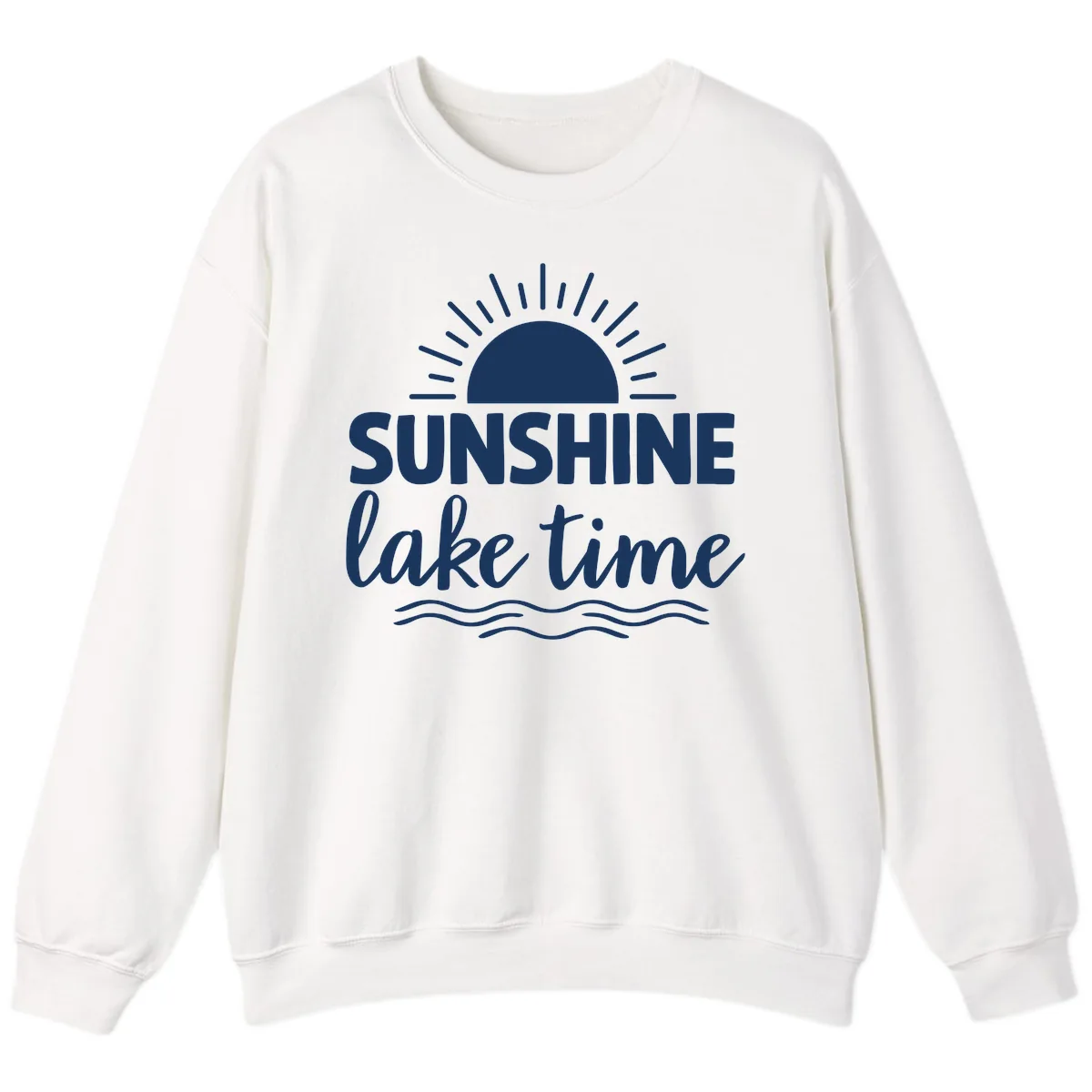 Sunshine Lake Time Design Sweatshirt in White
