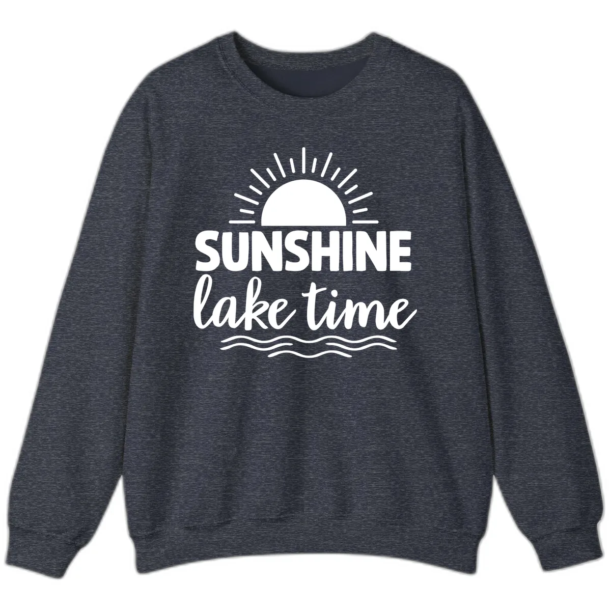Sunshine Lake Time Design Sweatshirt in Heather Sport Dark Navy