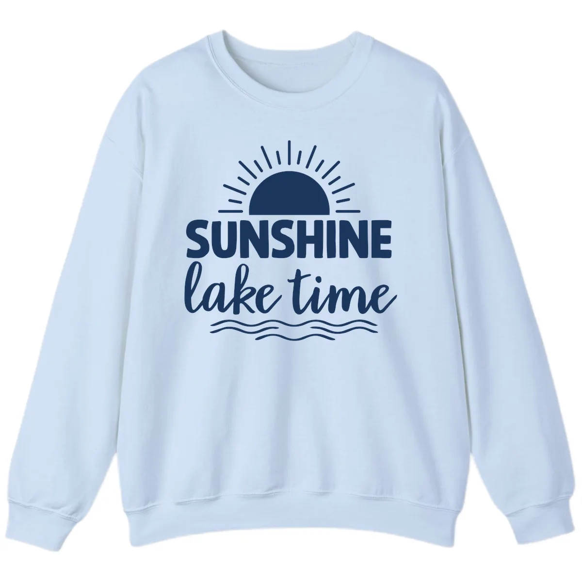 Sunshine Lake Time Design Sweatshirt in Light Blue