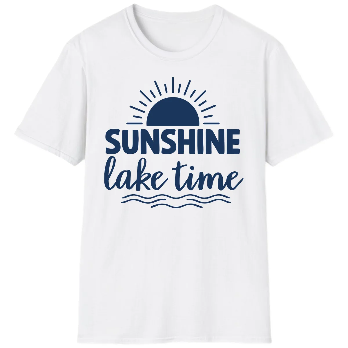 Sunshine Lake Time Design T-Shirt in White