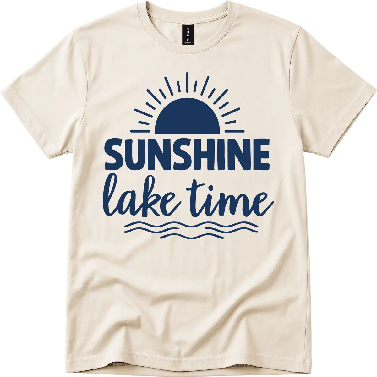Sunshine Lake Time Design T-Shirt in Natural