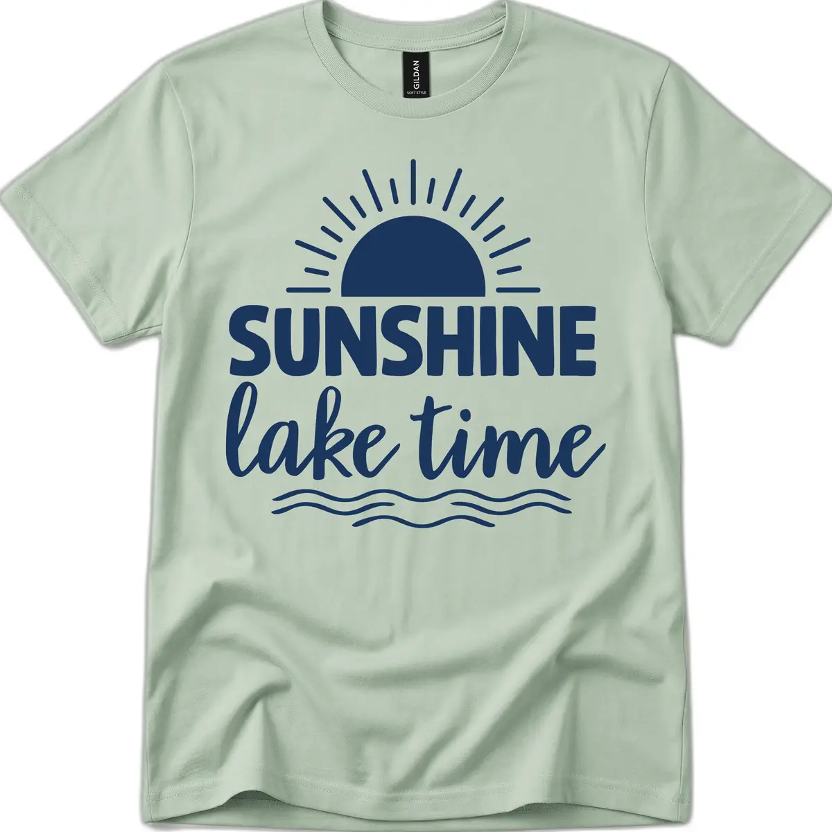 Sunshine Lake Time Design T-Shirt in Sage