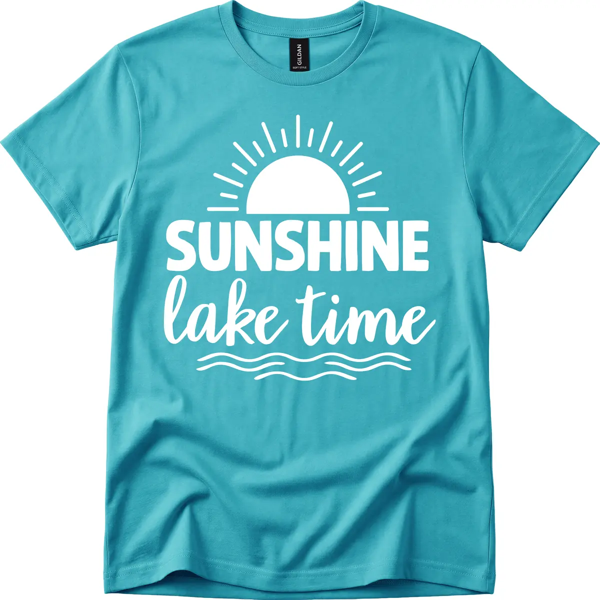 Sunshine Lake Time Design T-Shirt in Tropical Blue