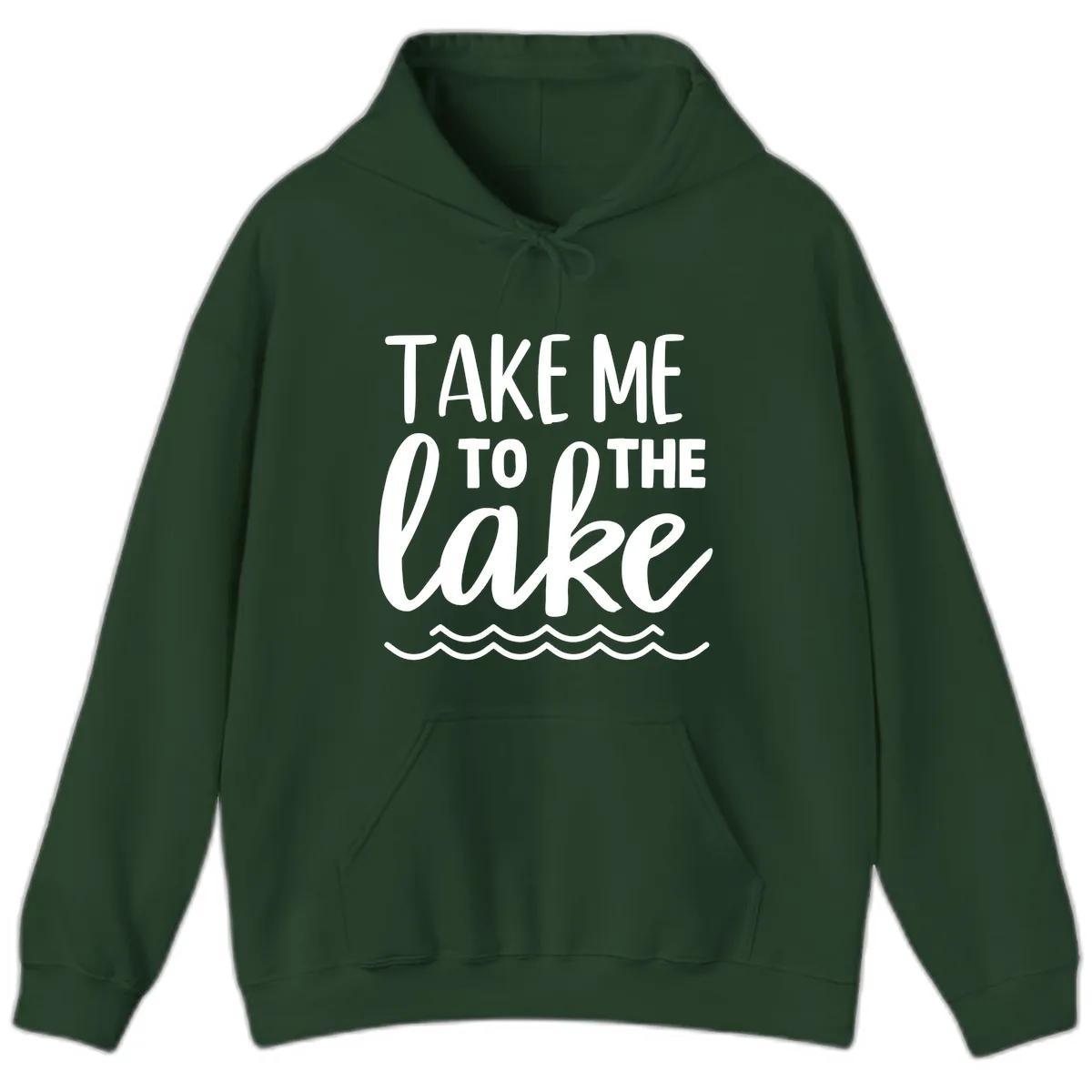 Take Me To The Lake Hoodie in Forest Green