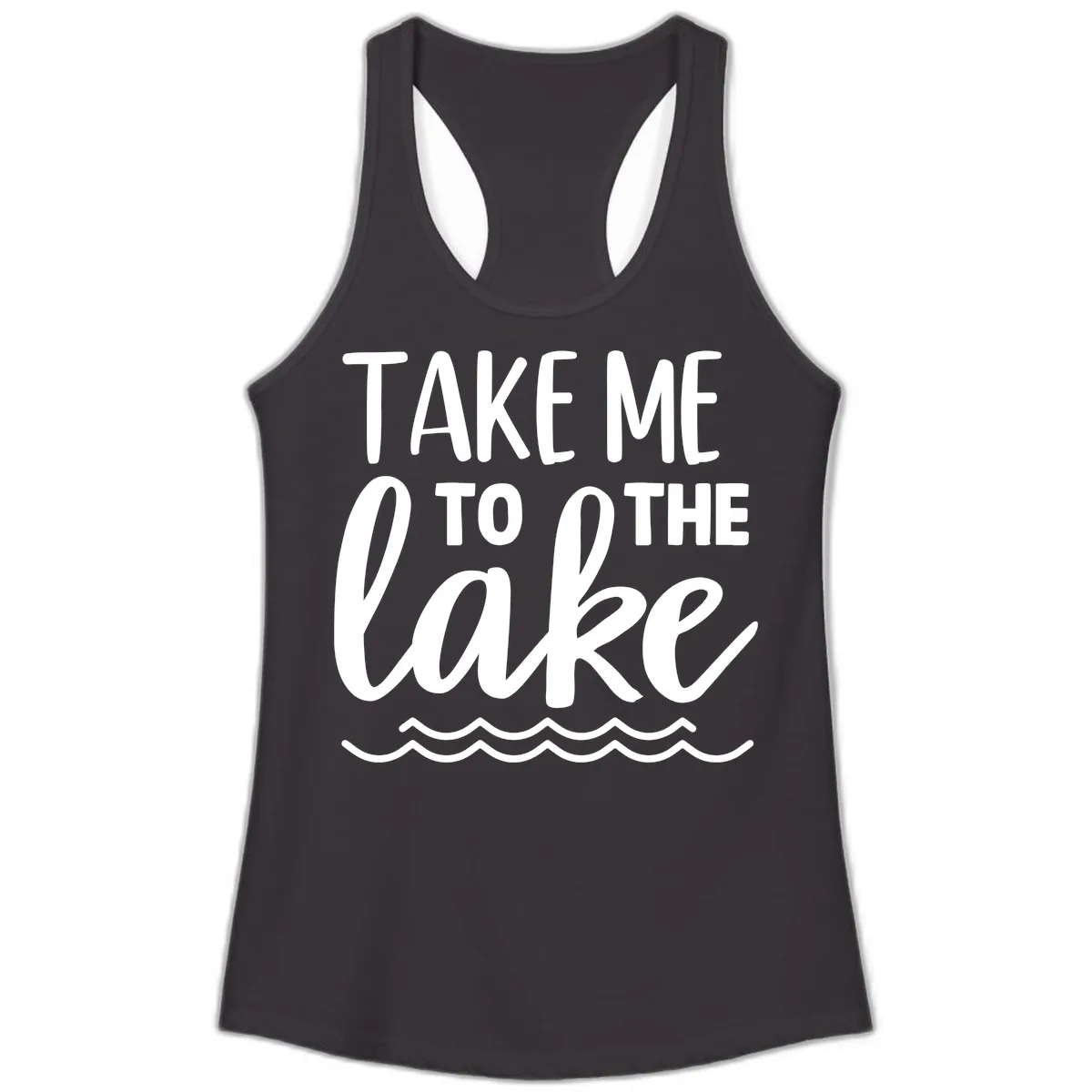 Take Me To The Lake Ladies Tank in Black