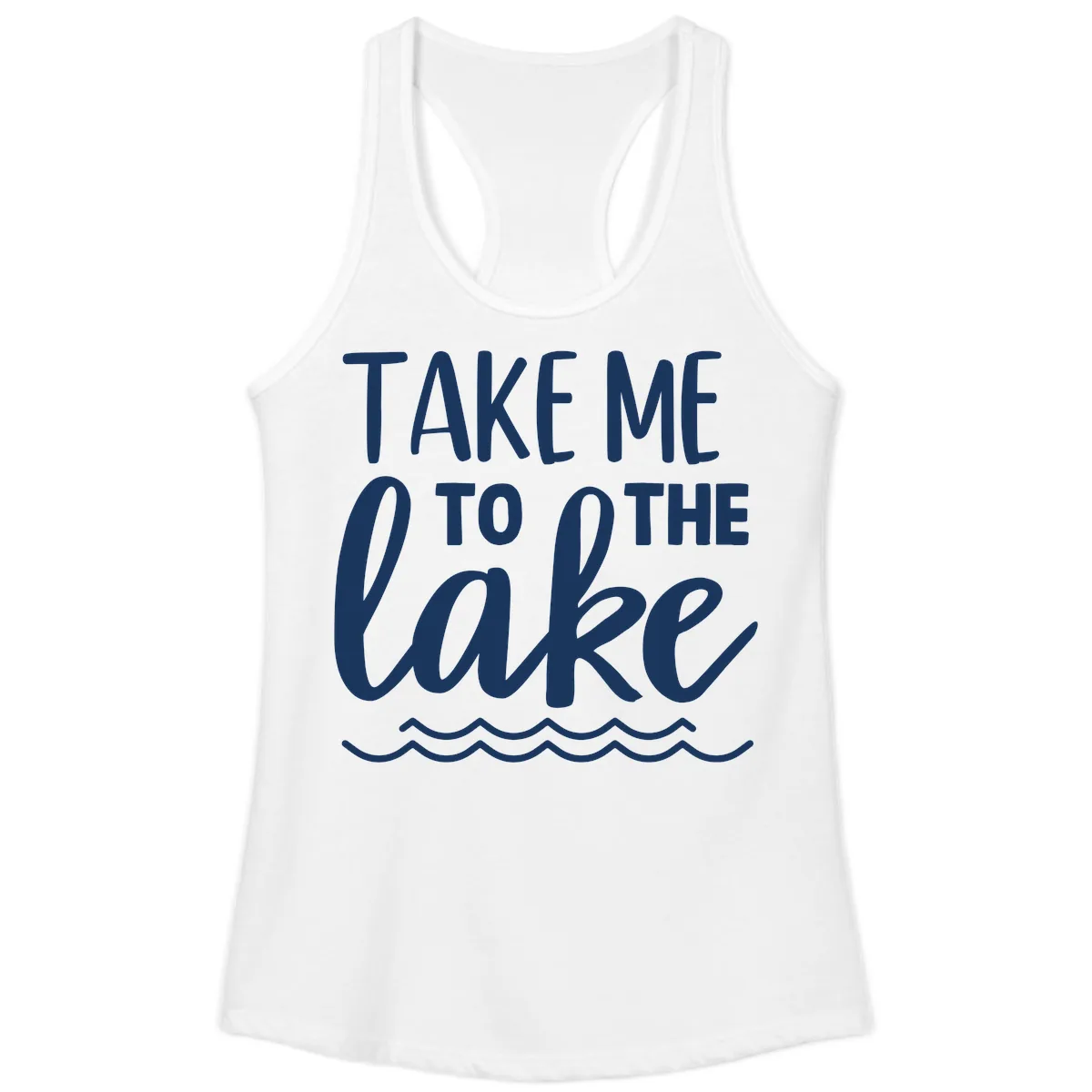 Take Me To The Lake Ladies Tank in White