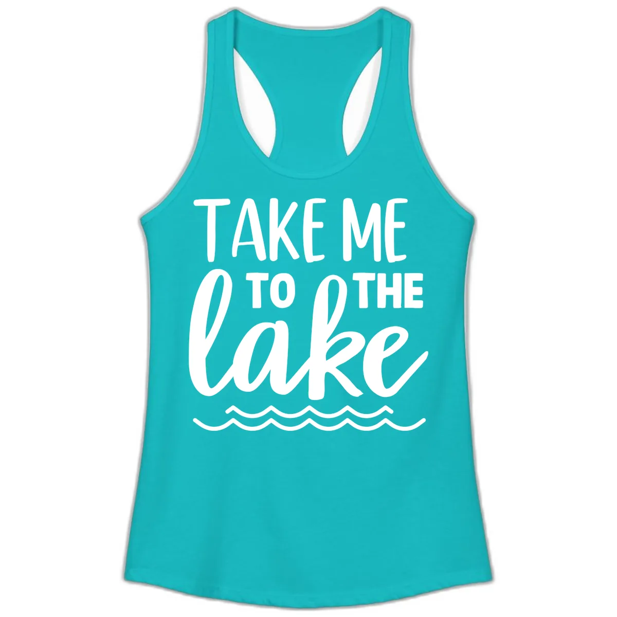 Take Me To The Lake Ladies Tank in Tahiti Blue