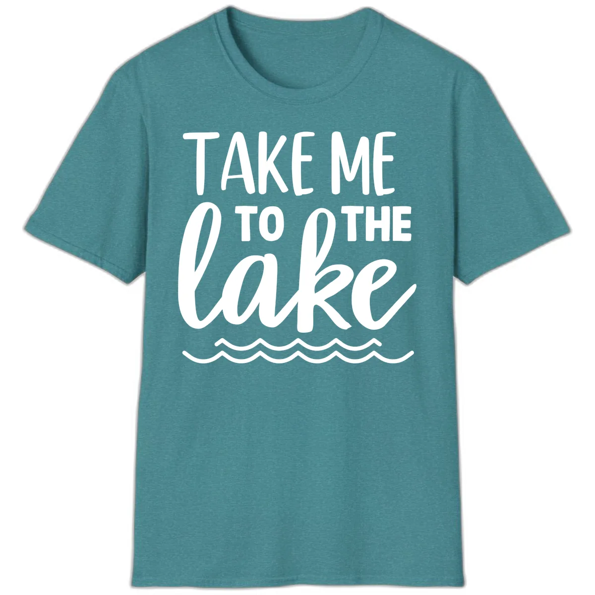 Take Me To The Lake T-Shirt in Heather Galapagos Blue