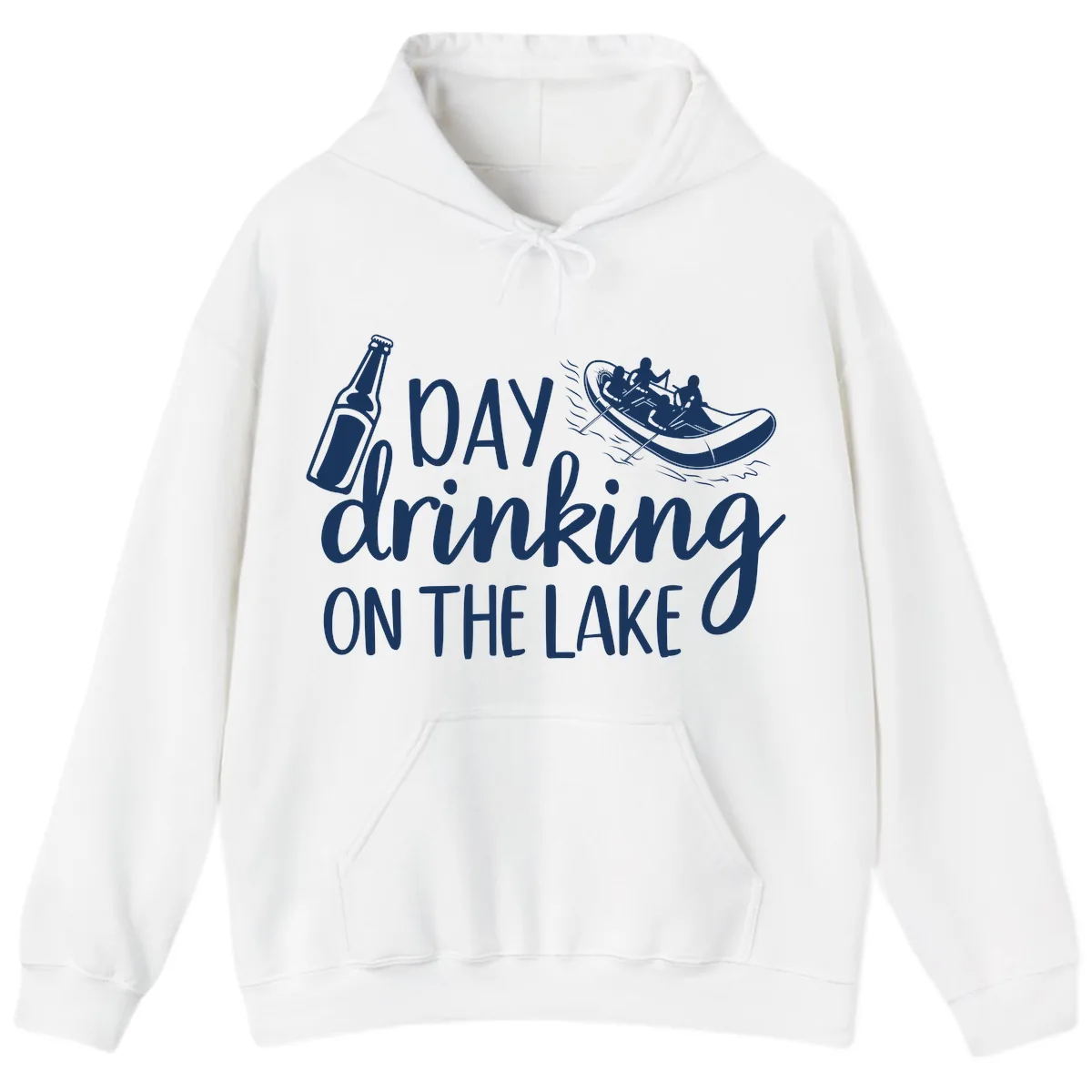Day Drinking On The Lake Design Hoodie in White