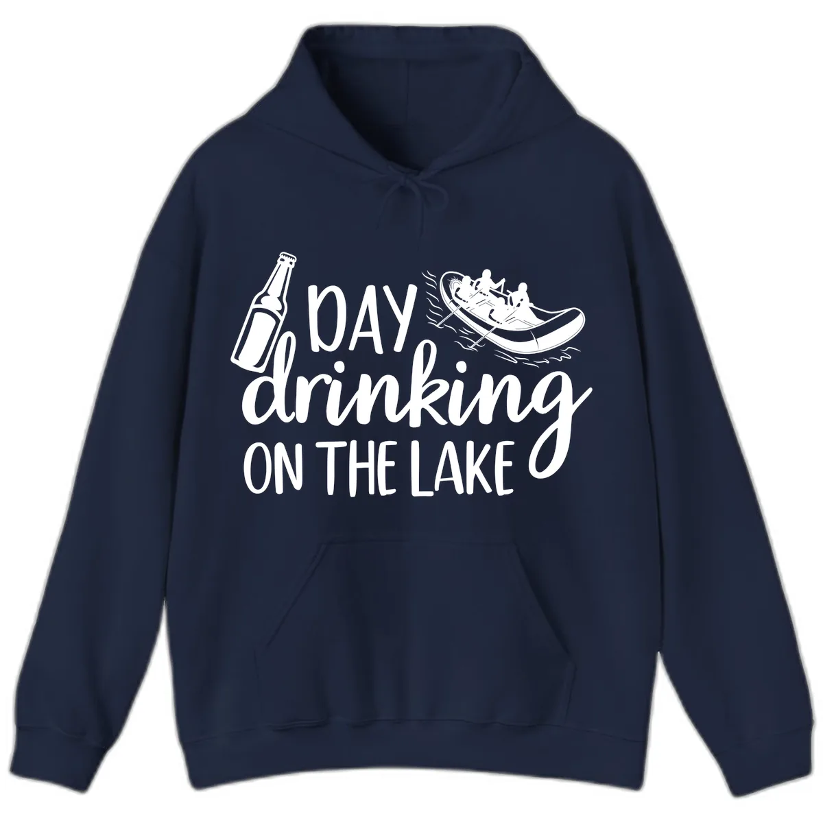 Day Drinking On The Lake Design Hoodie in Navy