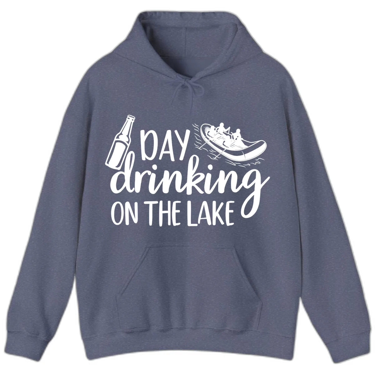 Day Drinking On The Lake Design Hoodie in Heather Navy