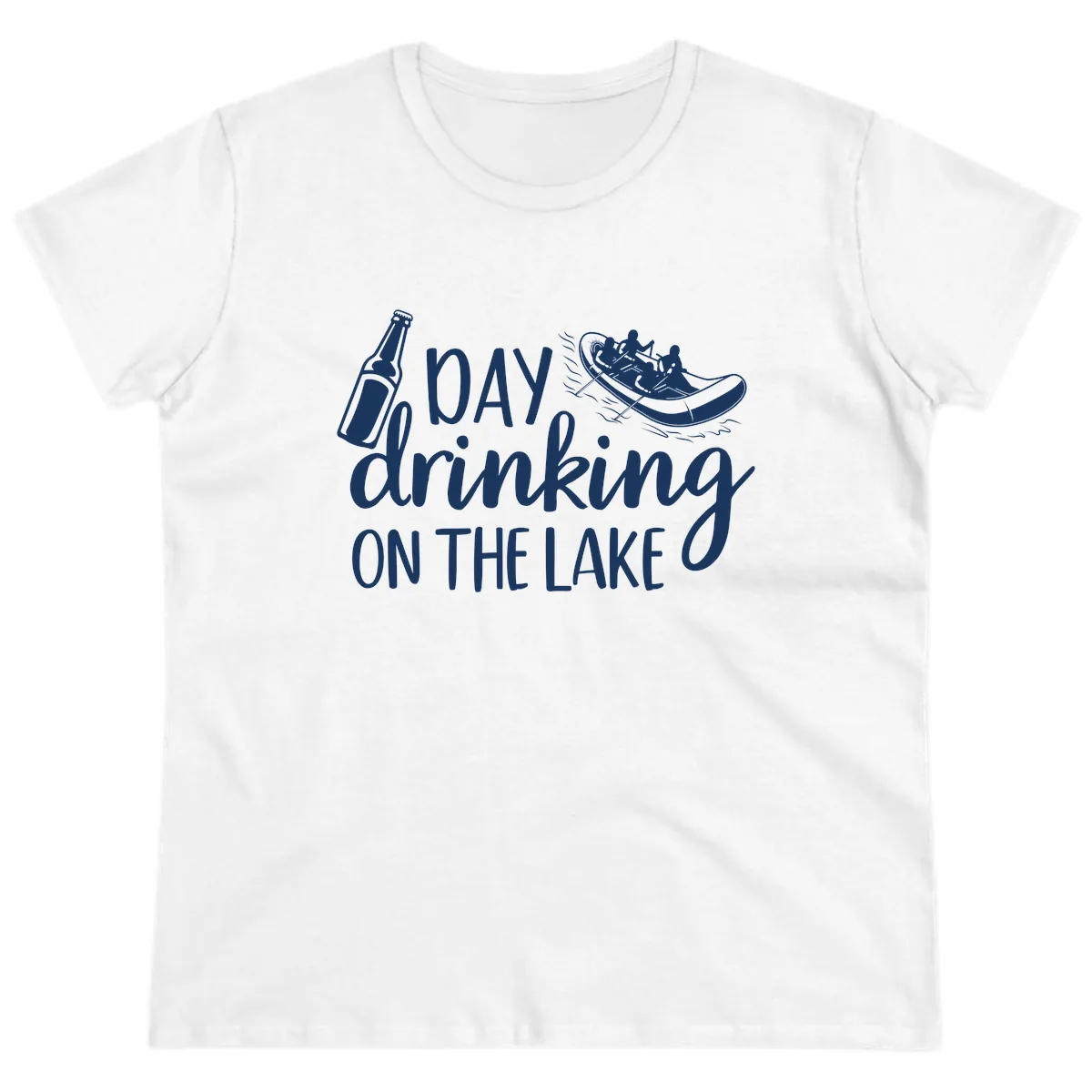 Day Drinking On The Lake Design Ladies Tee in White