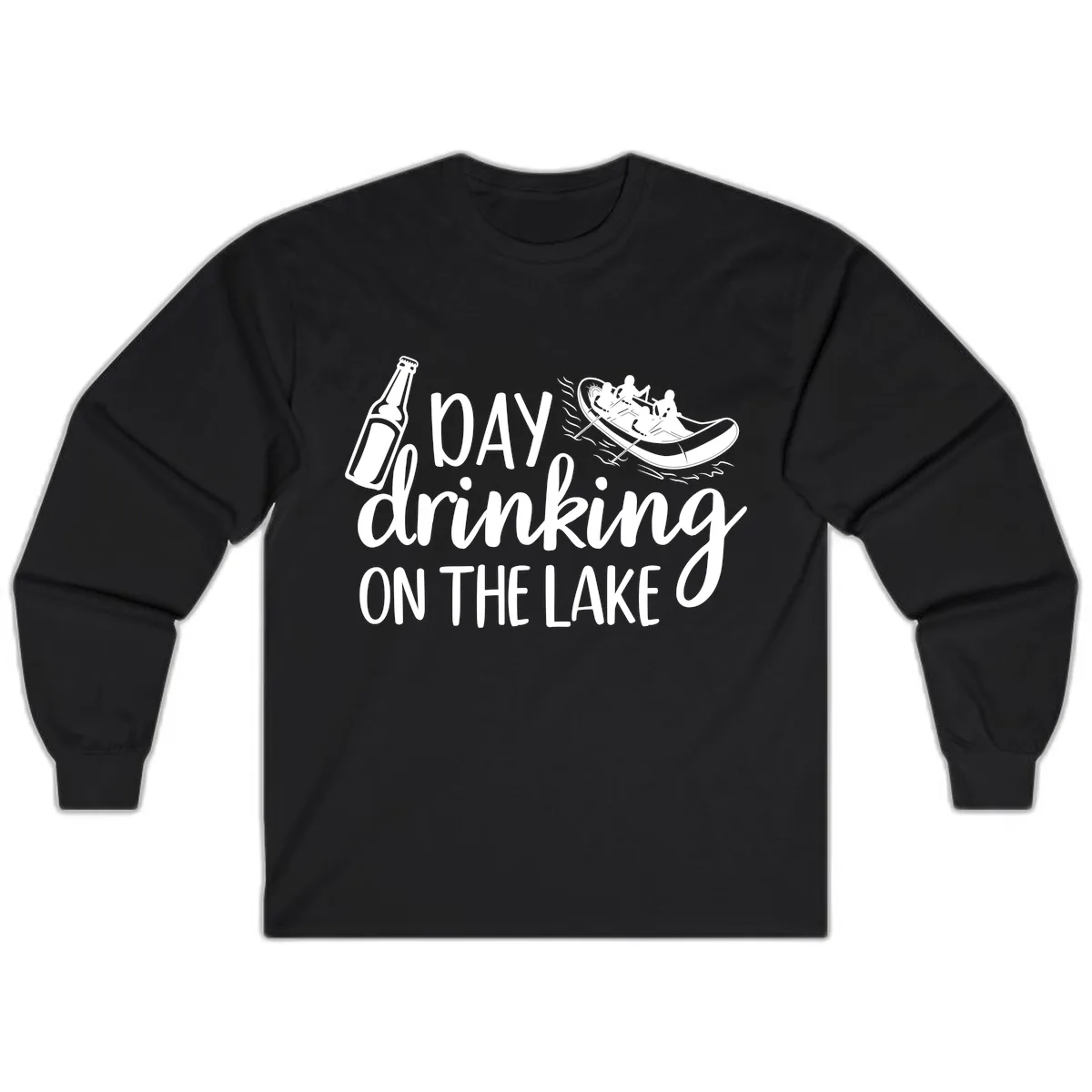 Day Drinking On The Lake Design Long Sleeve in Black