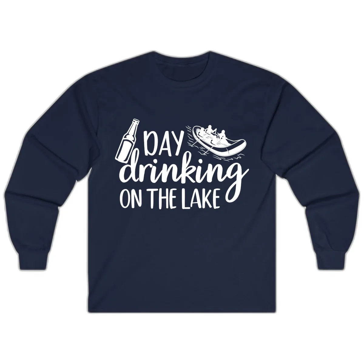 Day Drinking On The Lake Design Long Sleeve in Navy