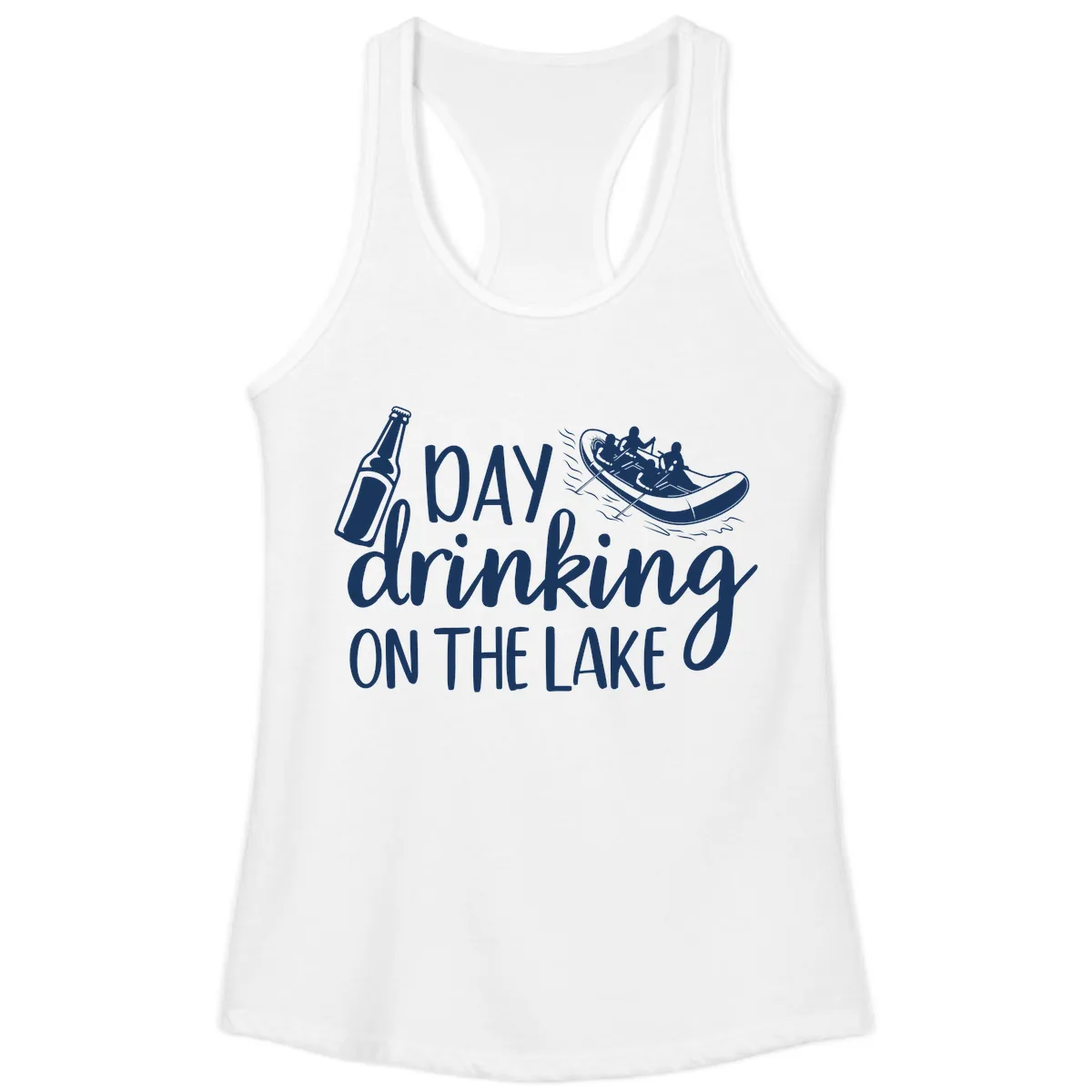 Day Drinking On The Lake Design Ladies Tank in White