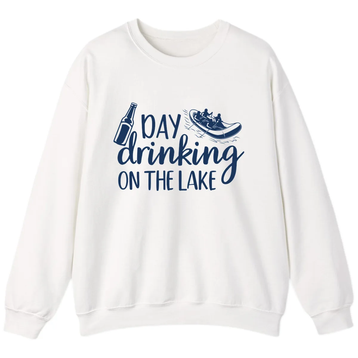 Day Drinking On The Lake Design Sweatshirt in White
