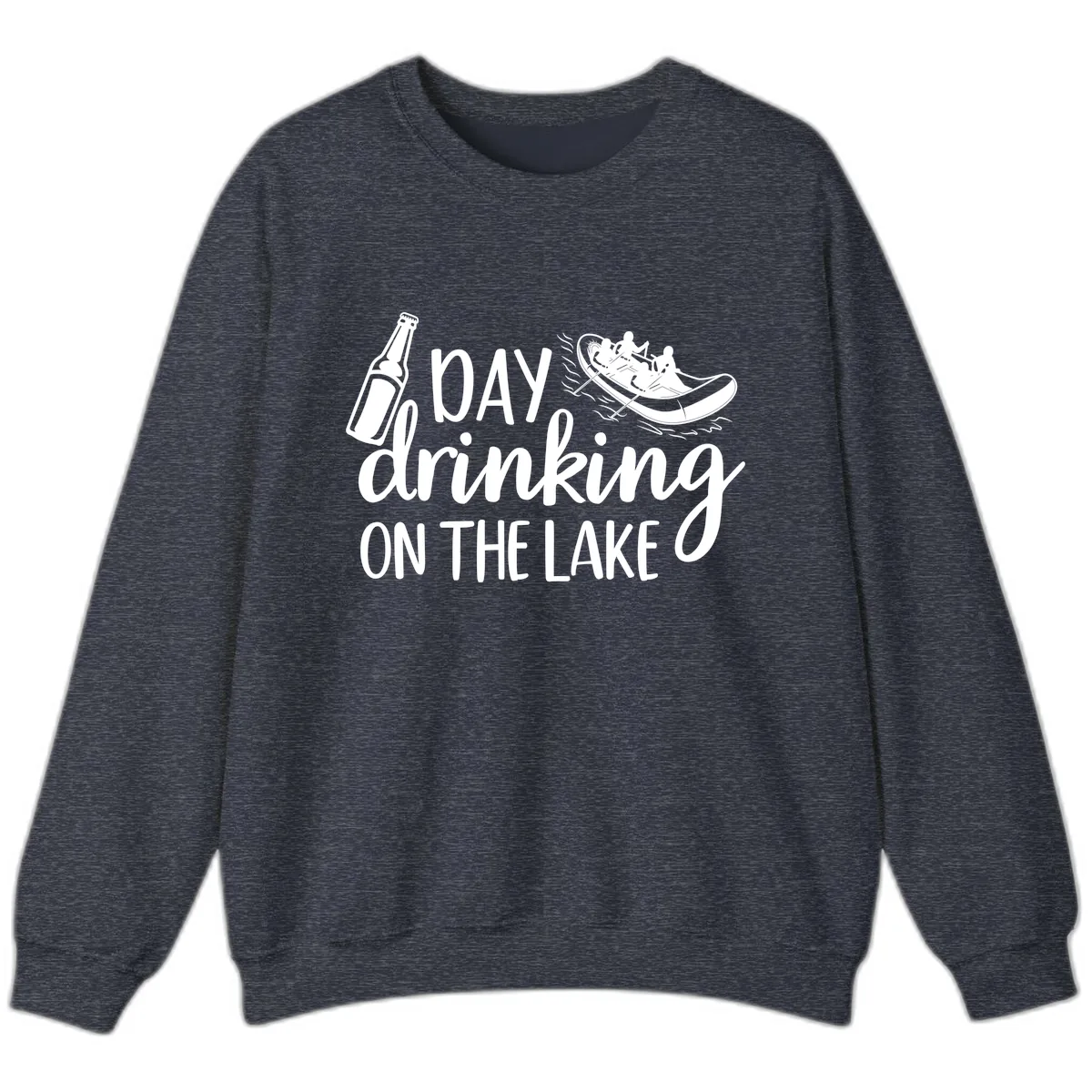Day Drinking On The Lake Design Sweatshirt in Heather Sport Dark Navy