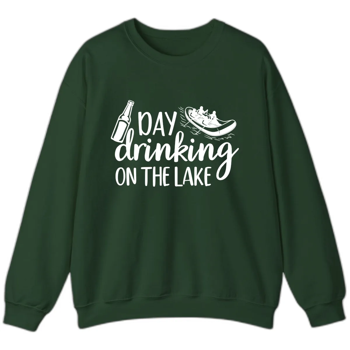 Day Drinking On The Lake Design Sweatshirt in Forest Green