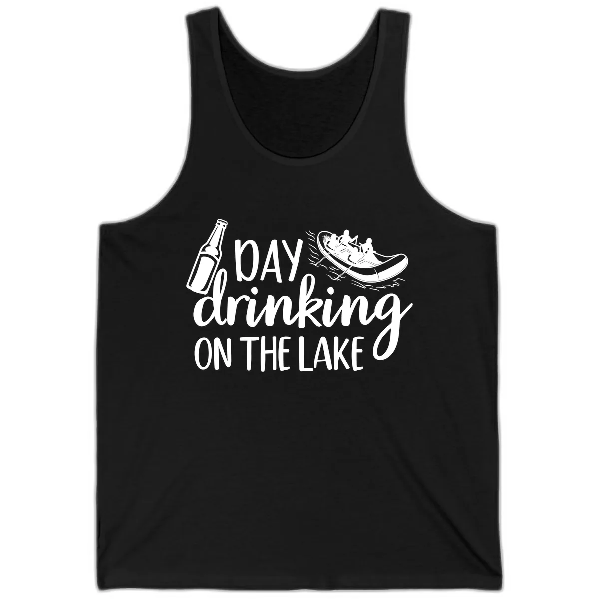 Day Drinking On The Lake Design Tank in Black