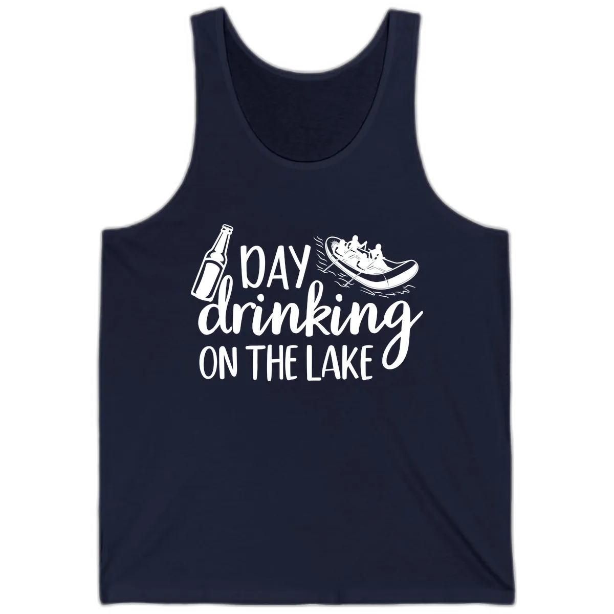 Day Drinking On The Lake Design Tank in Navy