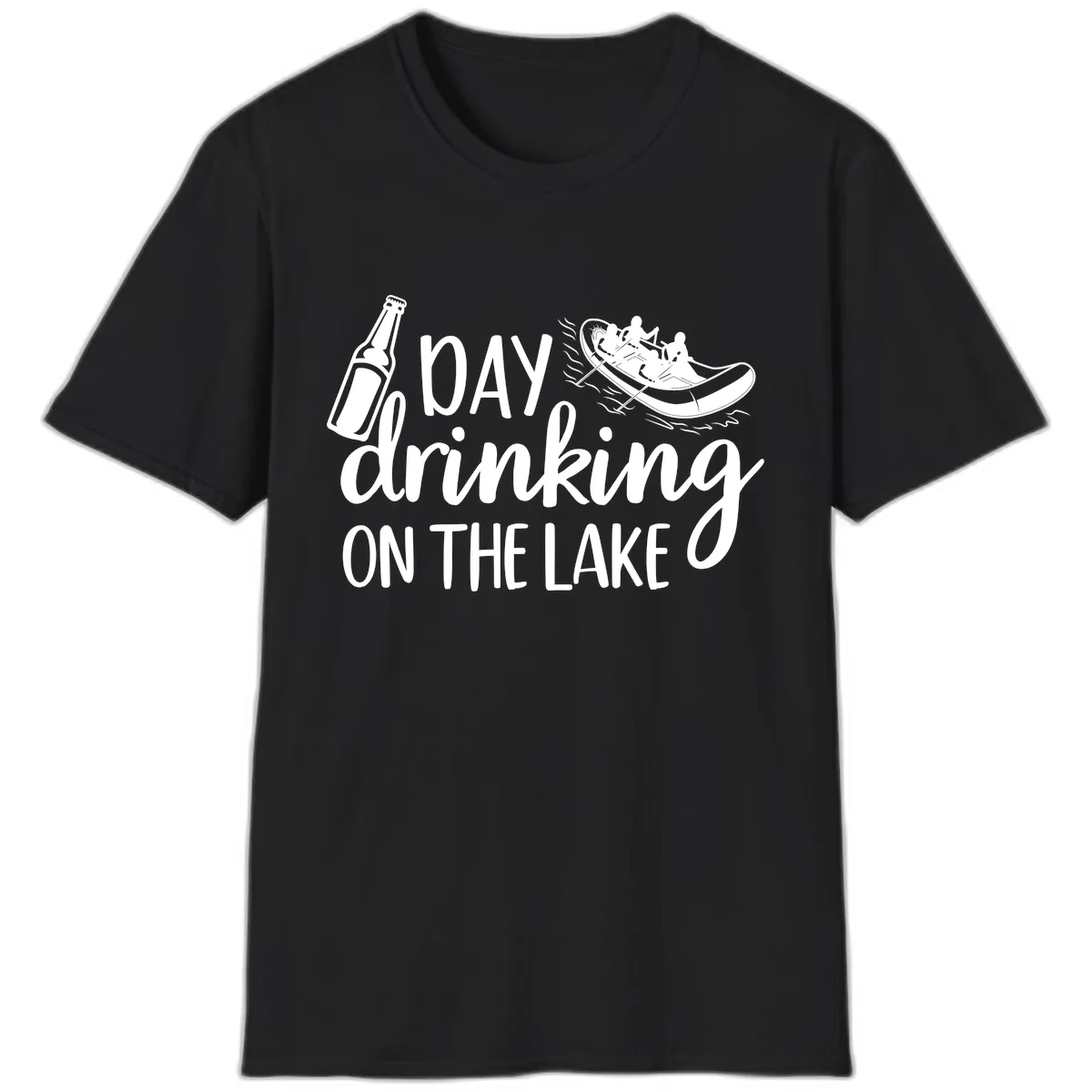 Day Drinking On The Lake Design T-Shirt in Black