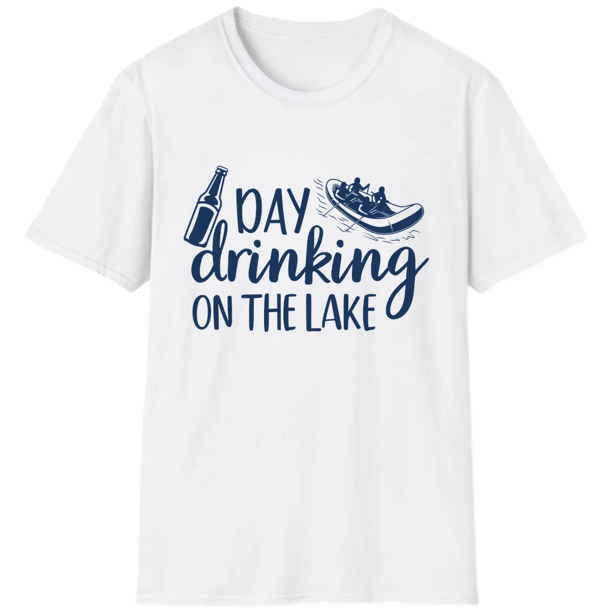 Day Drinking On The Lake Design T-Shirt in White