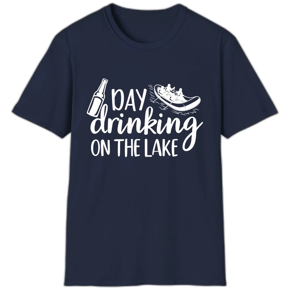 Day Drinking On The Lake Design T-Shirt in Navy
