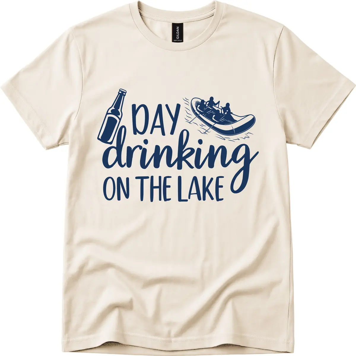 Day Drinking On The Lake Design T-Shirt in Natural