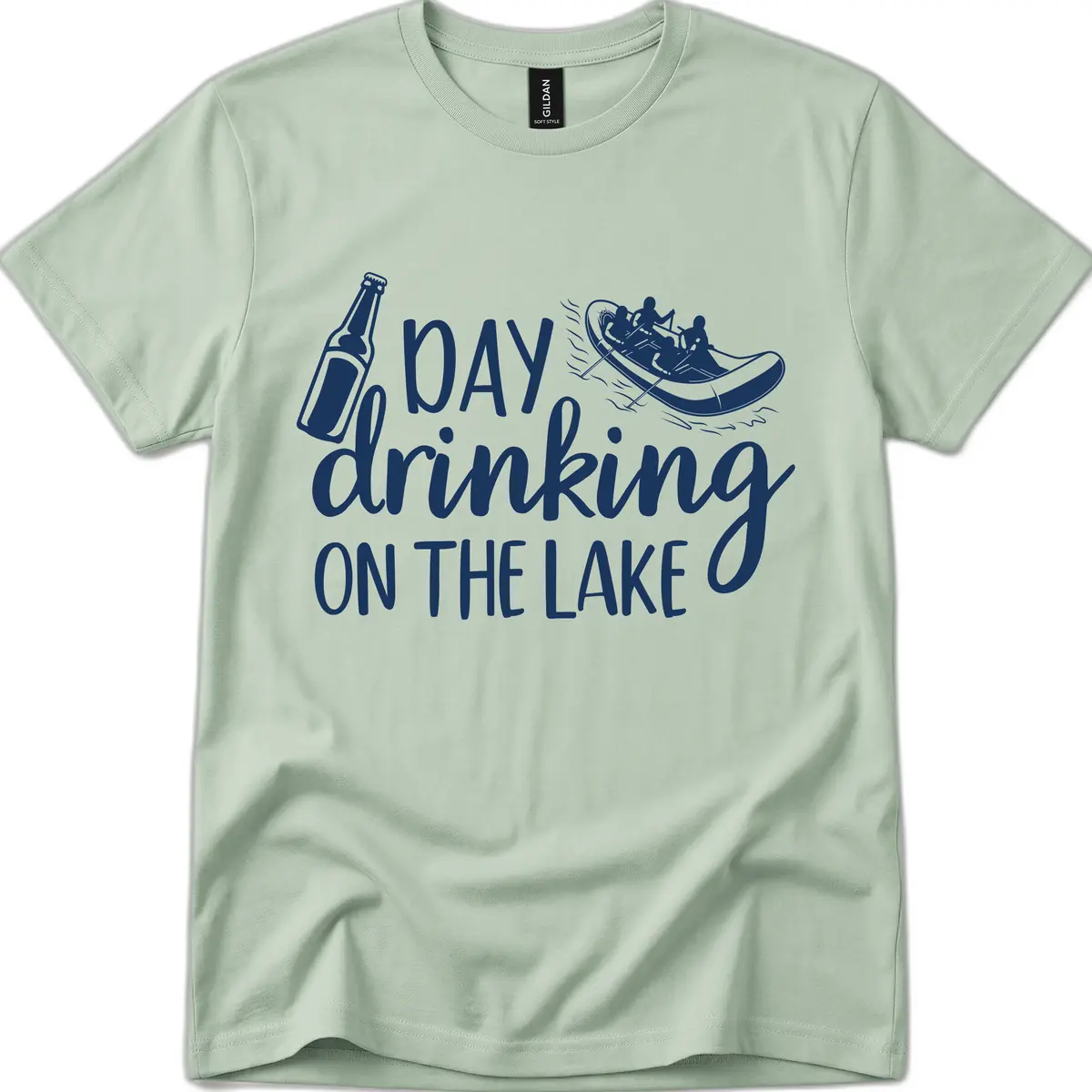 Day Drinking On The Lake Design T-Shirt in Sage