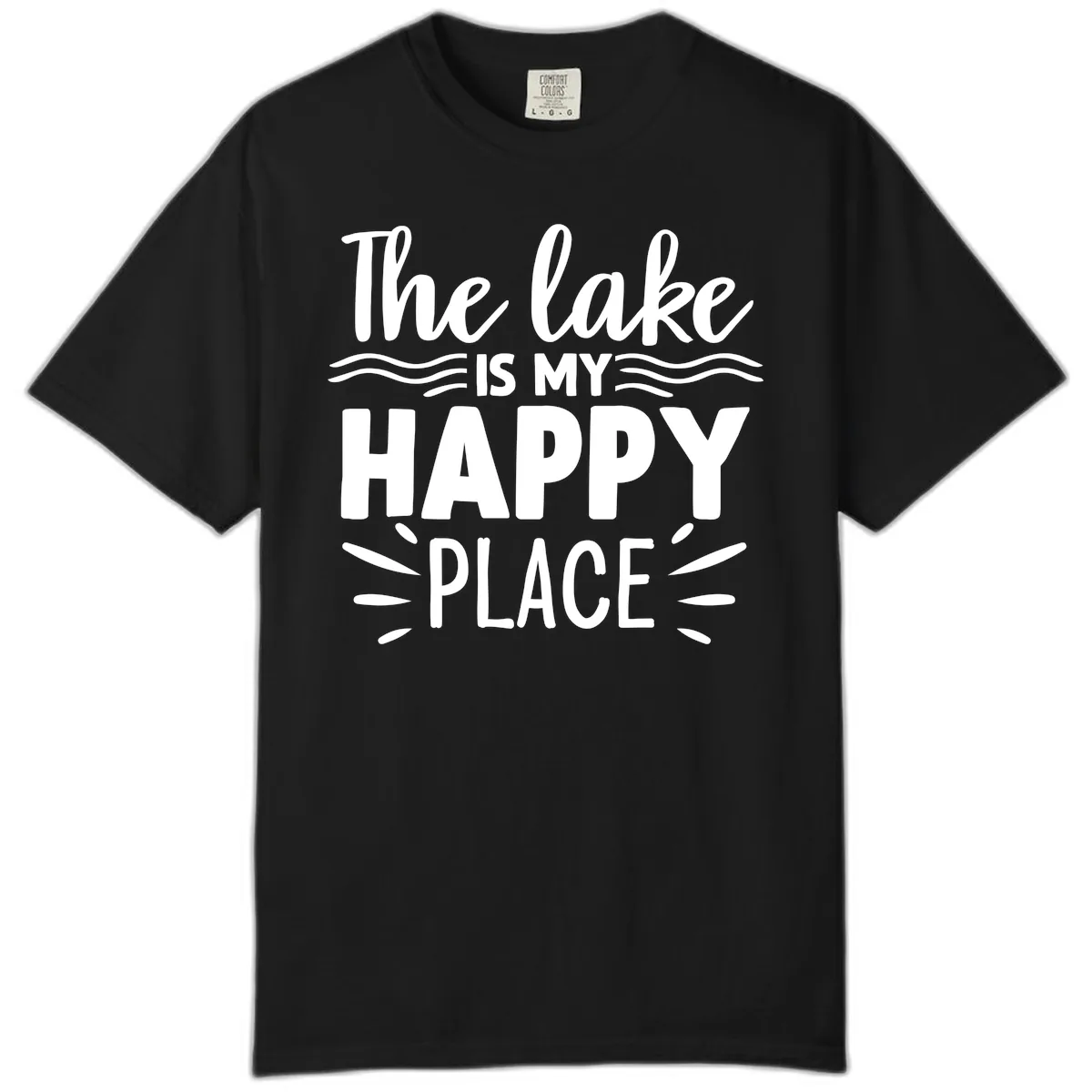 The Lake Is My Happy Place Design Comfort Color in Black