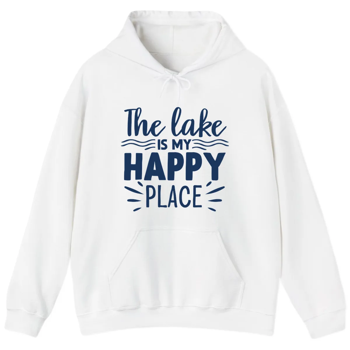 The Lake Is My Happy Place Design Hoodie in White
