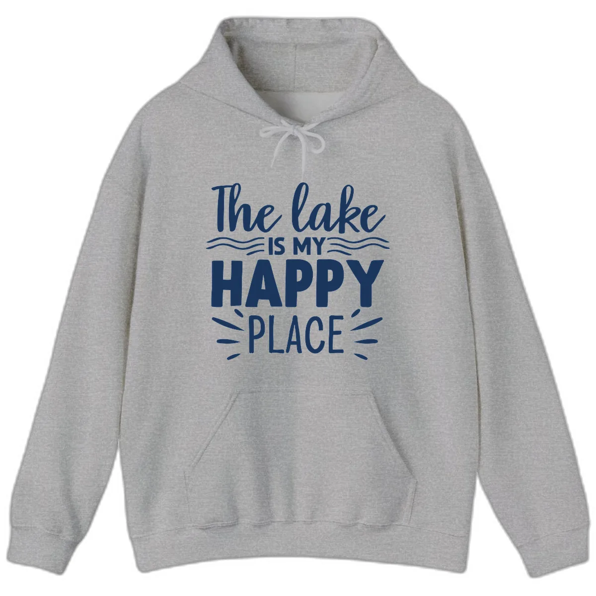 The Lake Is My Happy Place Design Hoodie in Sport Grey