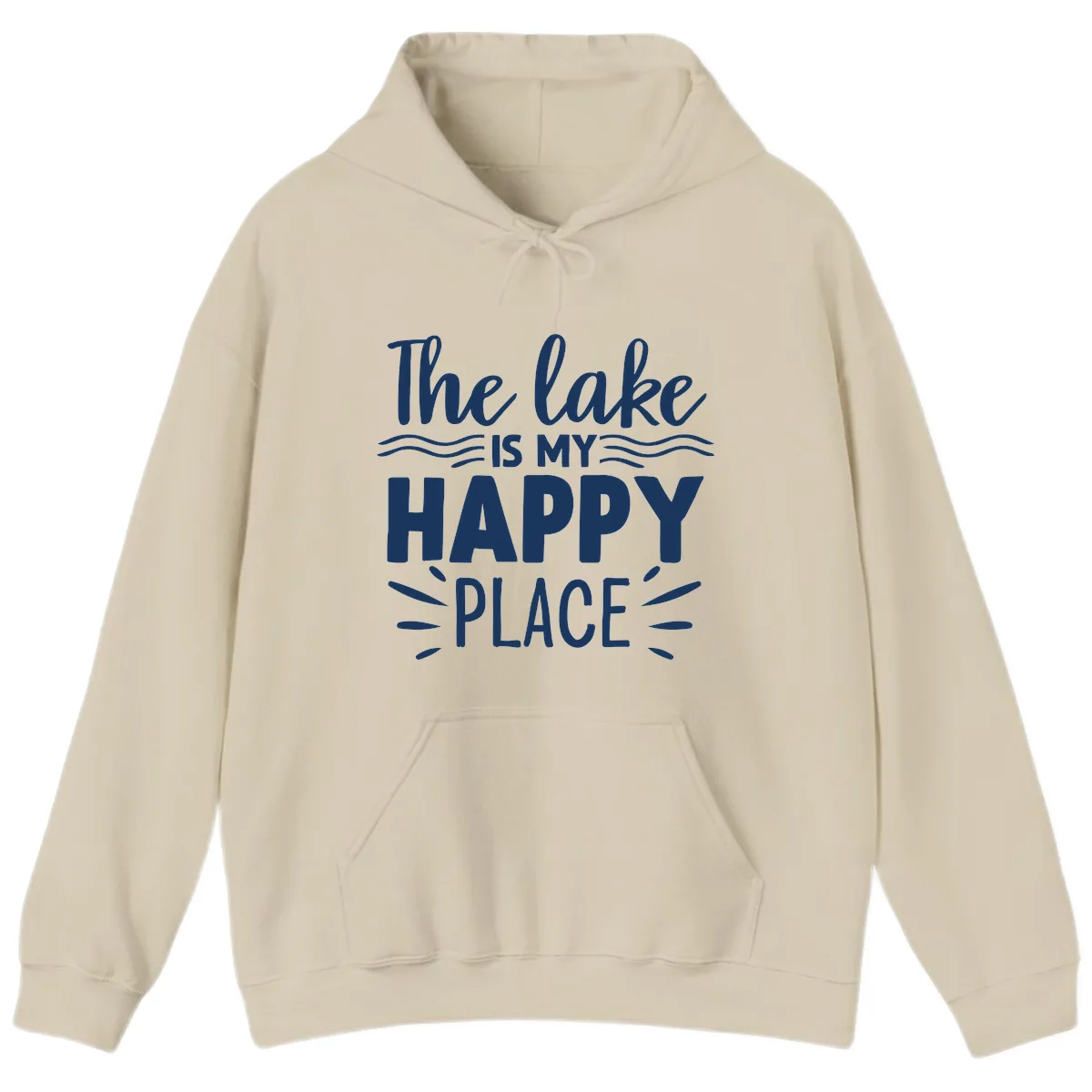 The Lake Is My Happy Place Design Hoodie in Sand