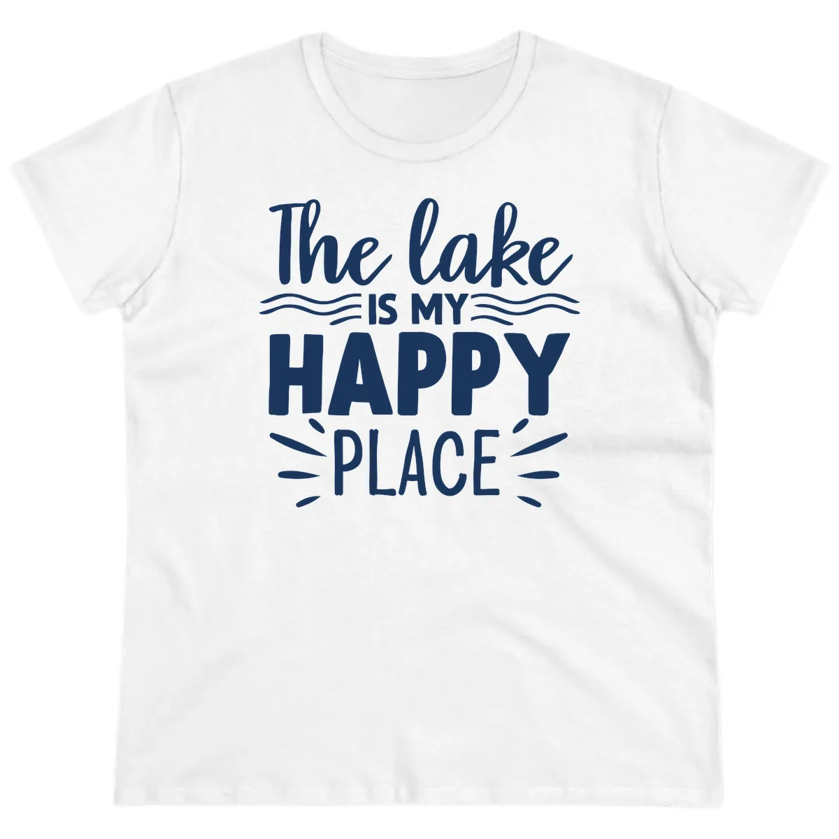 The Lake Is My Happy Place Design Ladies Tee in White