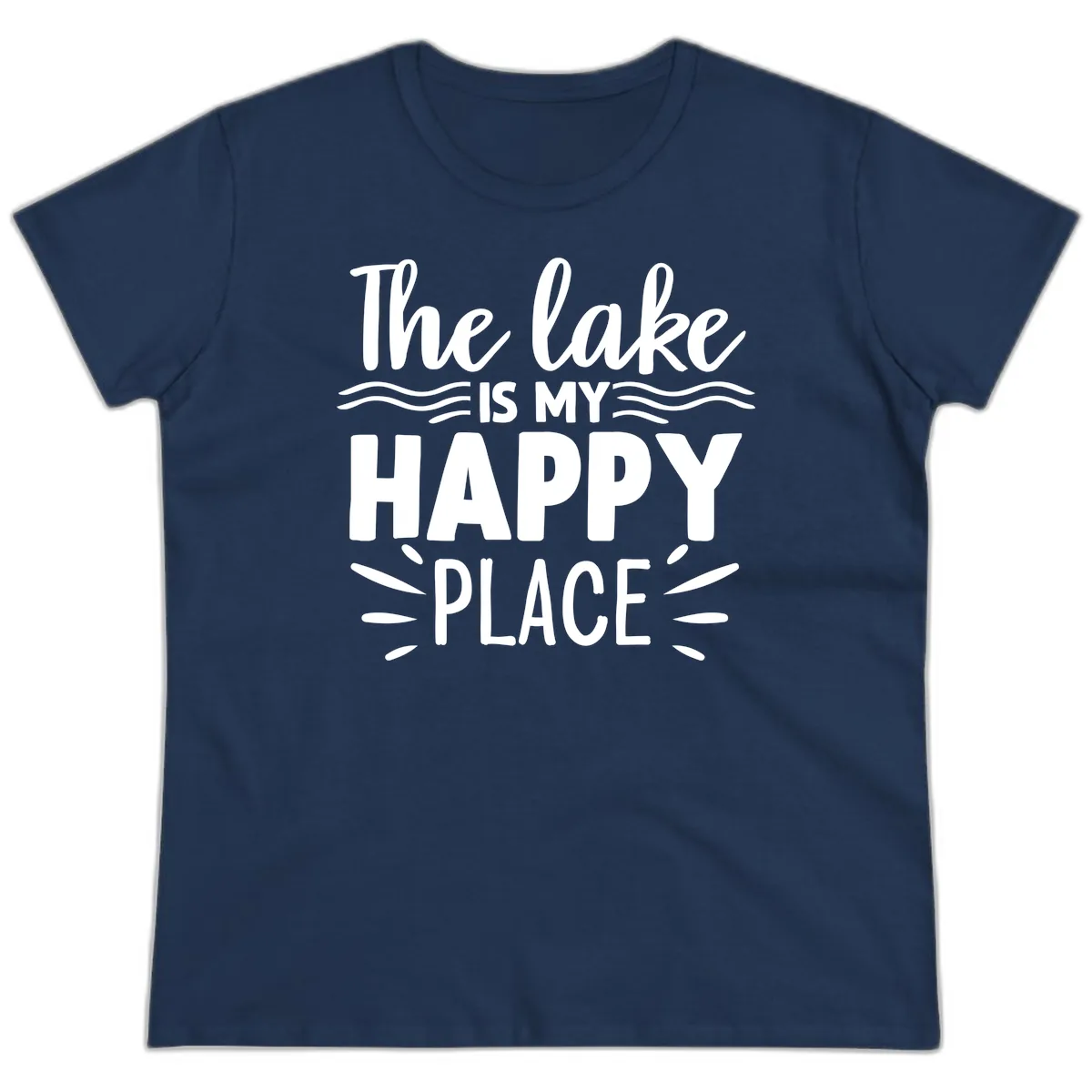 The Lake Is My Happy Place Design Ladies Tee in Navy