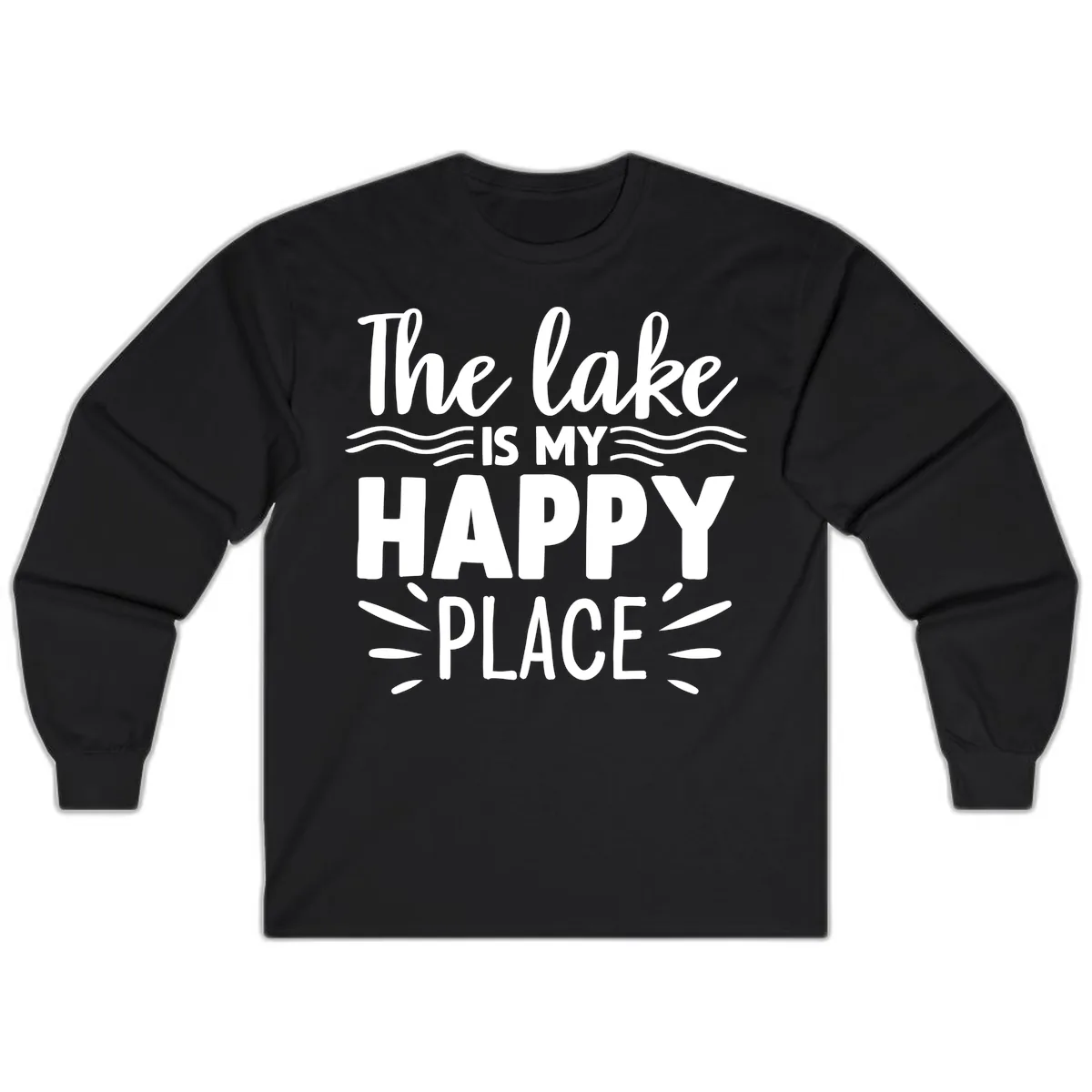 The Lake Is My Happy Place Design Long Sleeve in Black