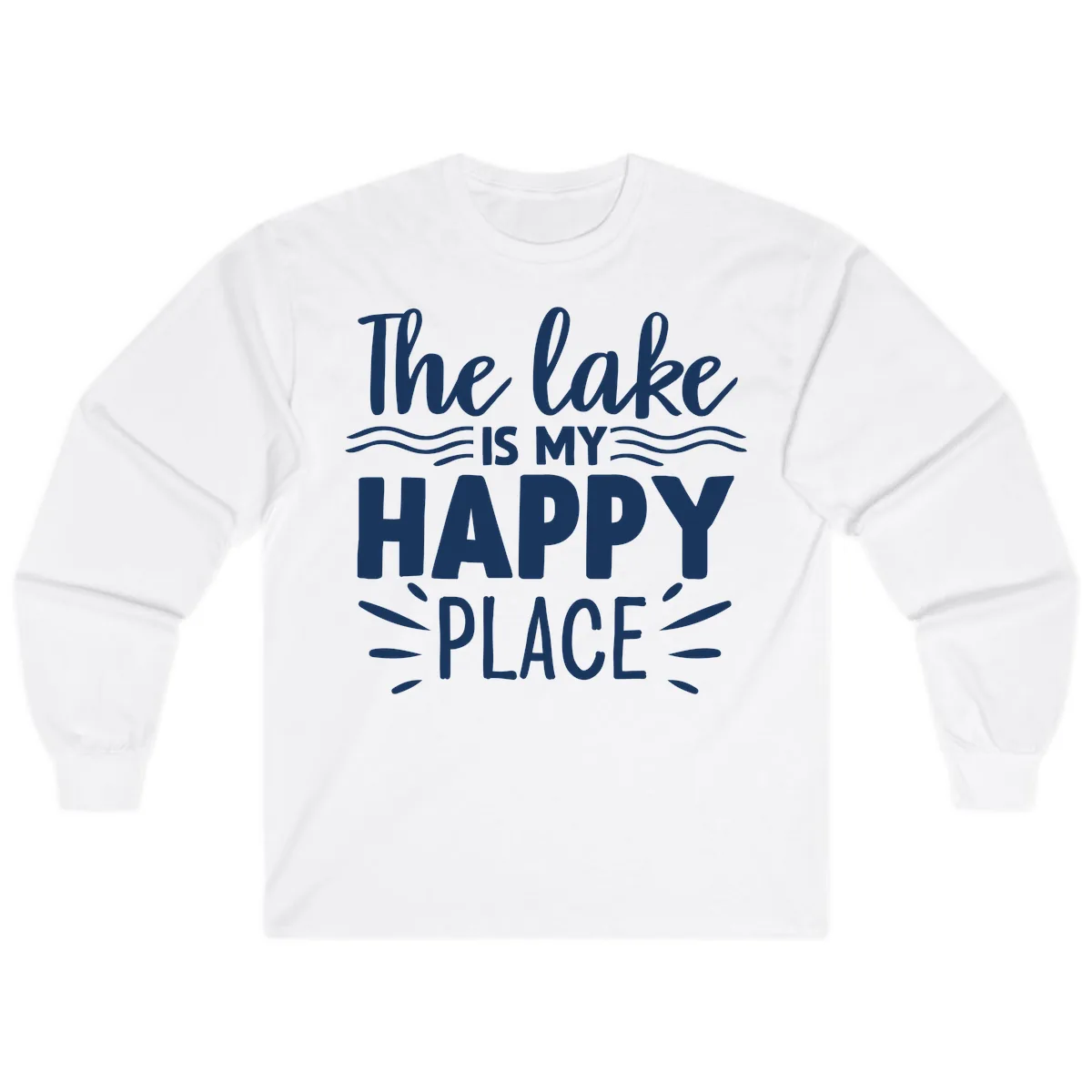 The Lake Is My Happy Place Design Long Sleeve in White