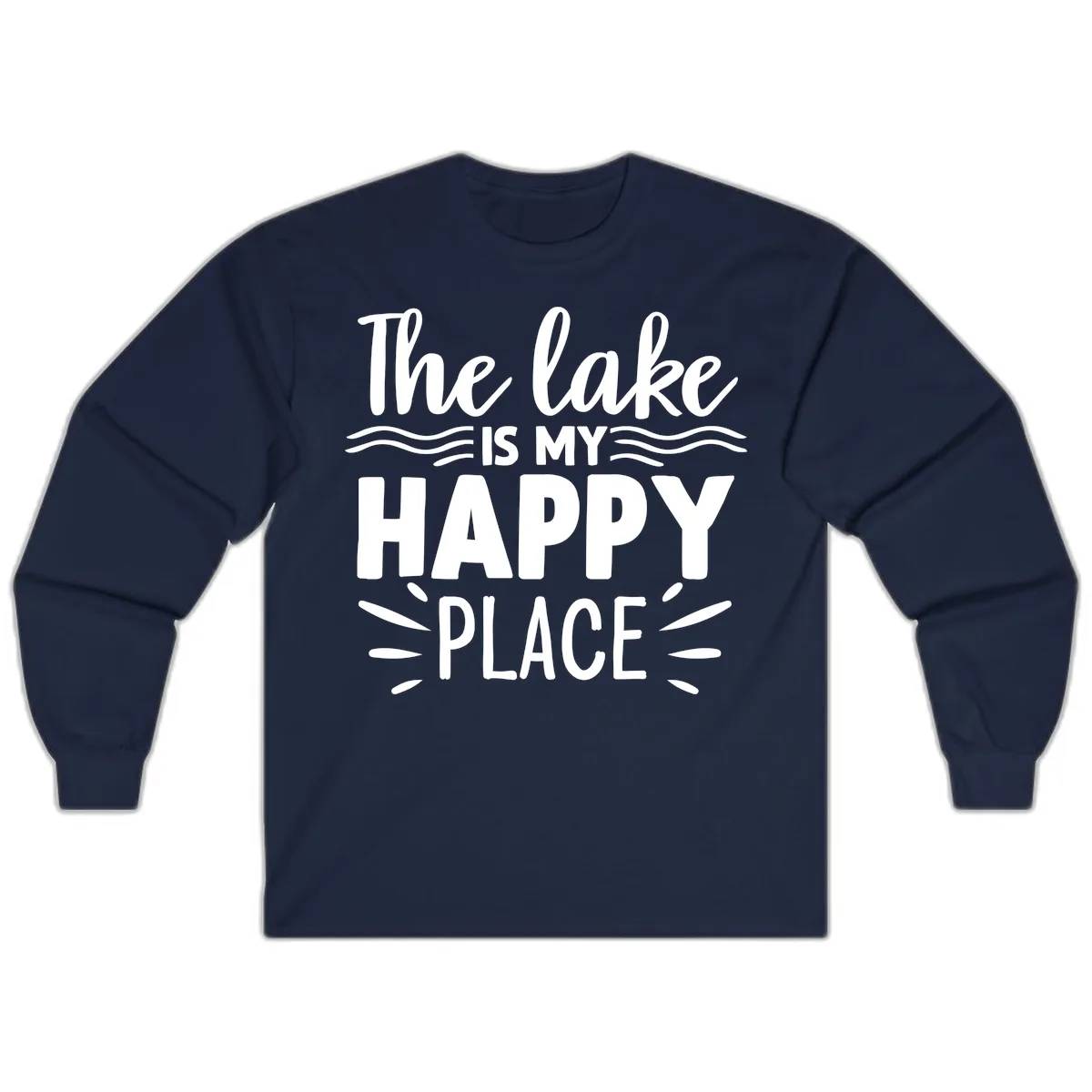 The Lake Is My Happy Place Design Long Sleeve in Navy